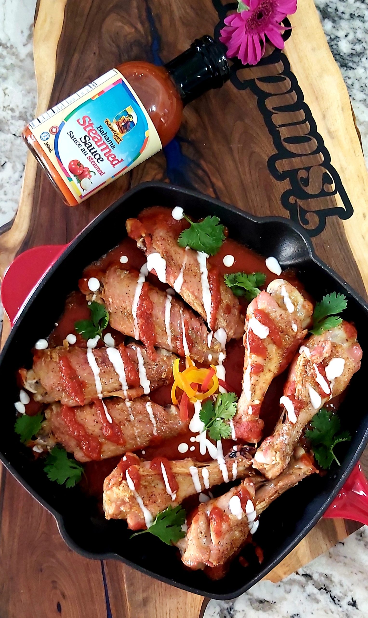 Crispy Skillet Turkey Wingswith Bahama Steamed Sauce