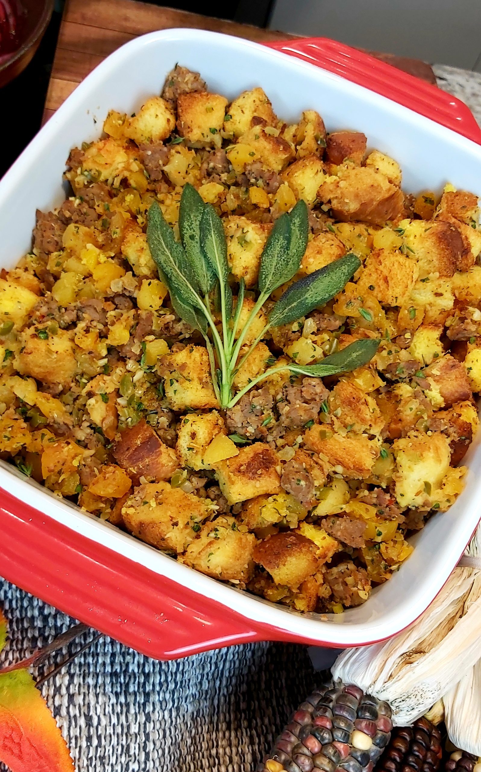Sausage, Apricot & Coconut Bread Stuffing Island Gurl Foods