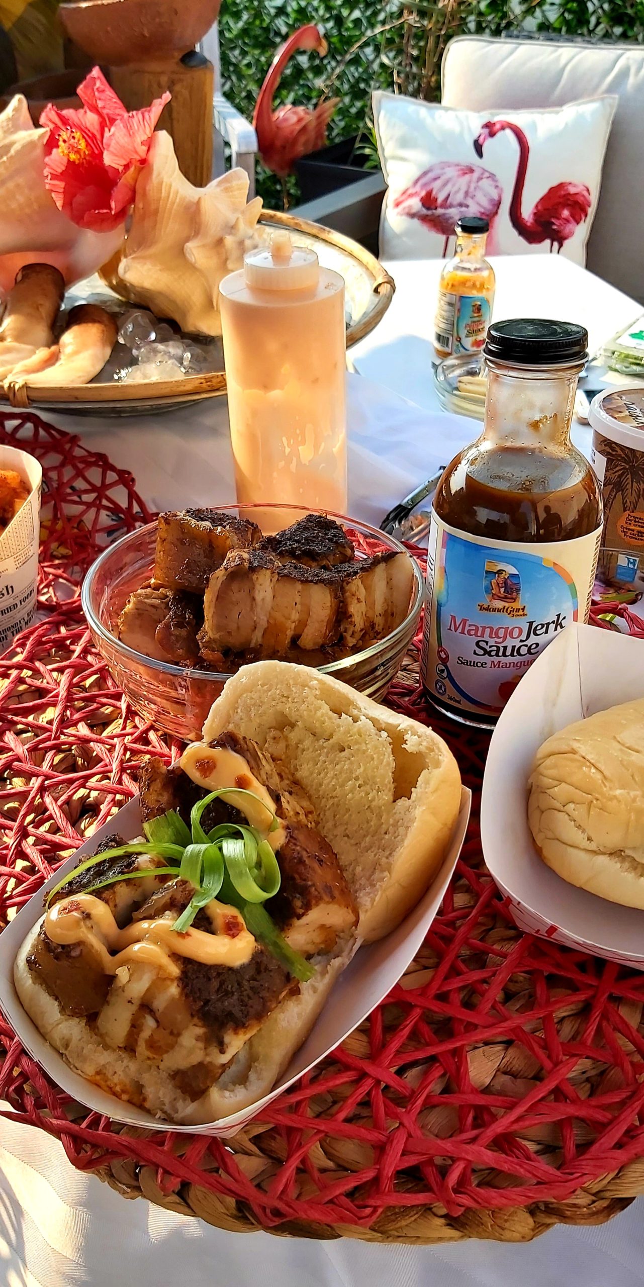 Mango Jerk Pork & Coco Bread Sandwich