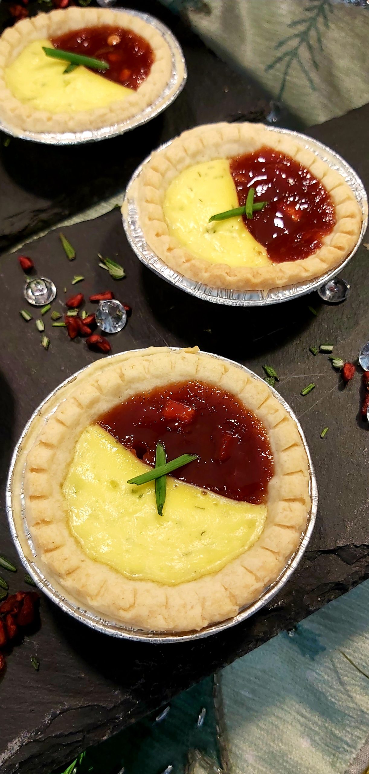 Herbed-Cheese Tarts with Guava-Bell Pepper Jam