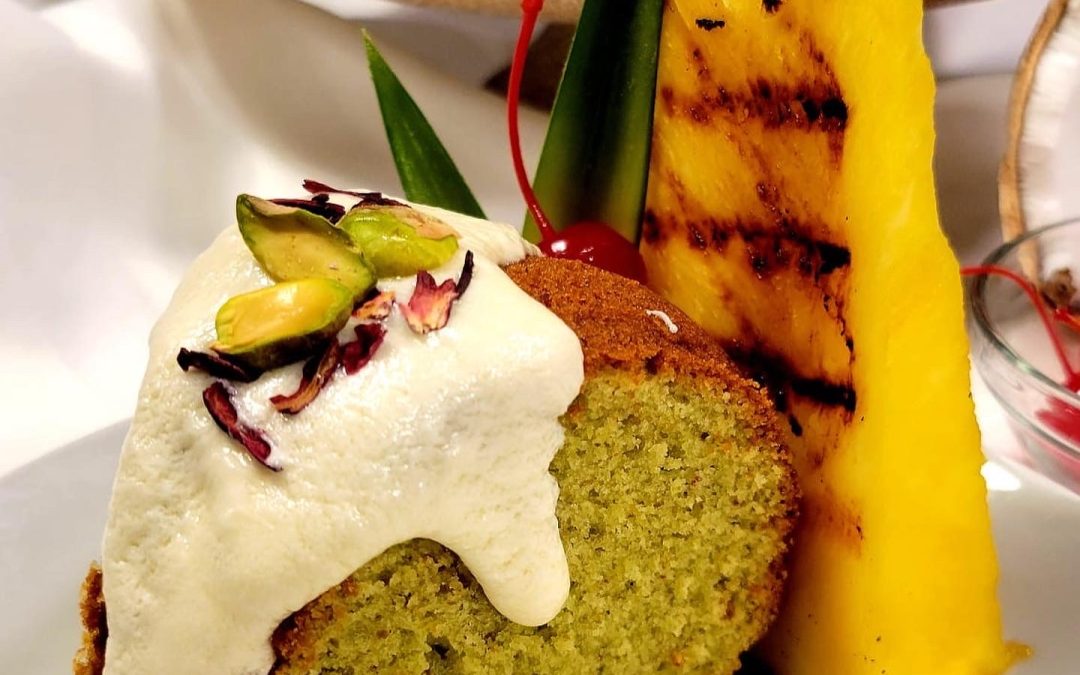 Pistachio-Pina Colada Rum Cake 