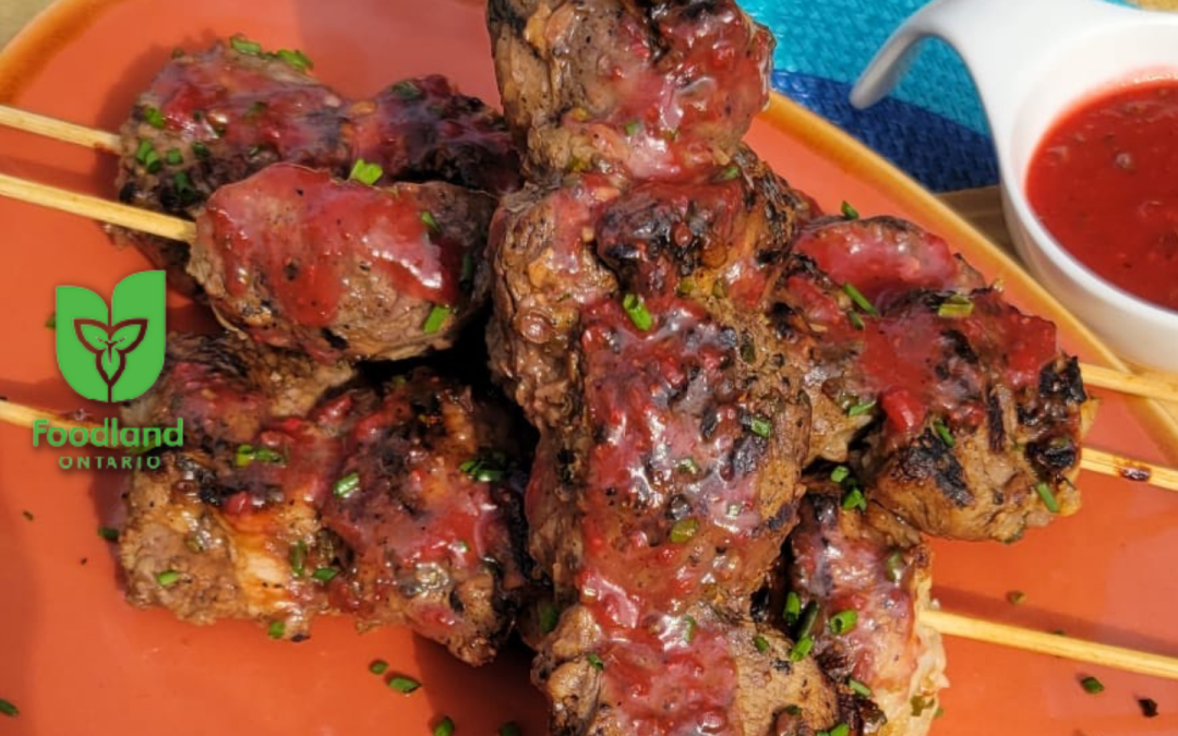 Grilled Lamb Skewers with Strawberry Maple Chive Glaze