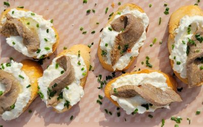 Marinated Veal on Cloud Crostini