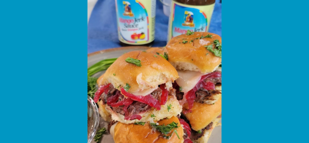 Braised Rib Sliders with Jerk Au Jus