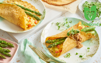 Sweet Potato Crêpes with Asparagus and Scrambled Eggs
